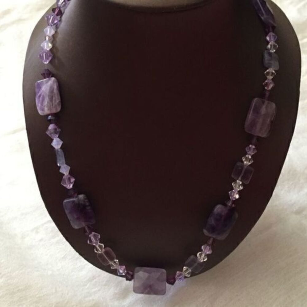 Necklace made With Amethyst & Swarovski Crystals